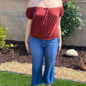 Red off the Shoulder Top